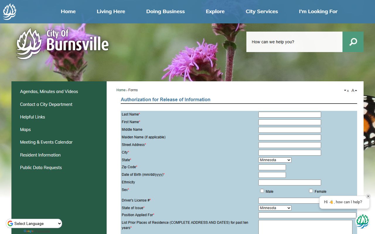 Burnsville police records request forms for arrest records
