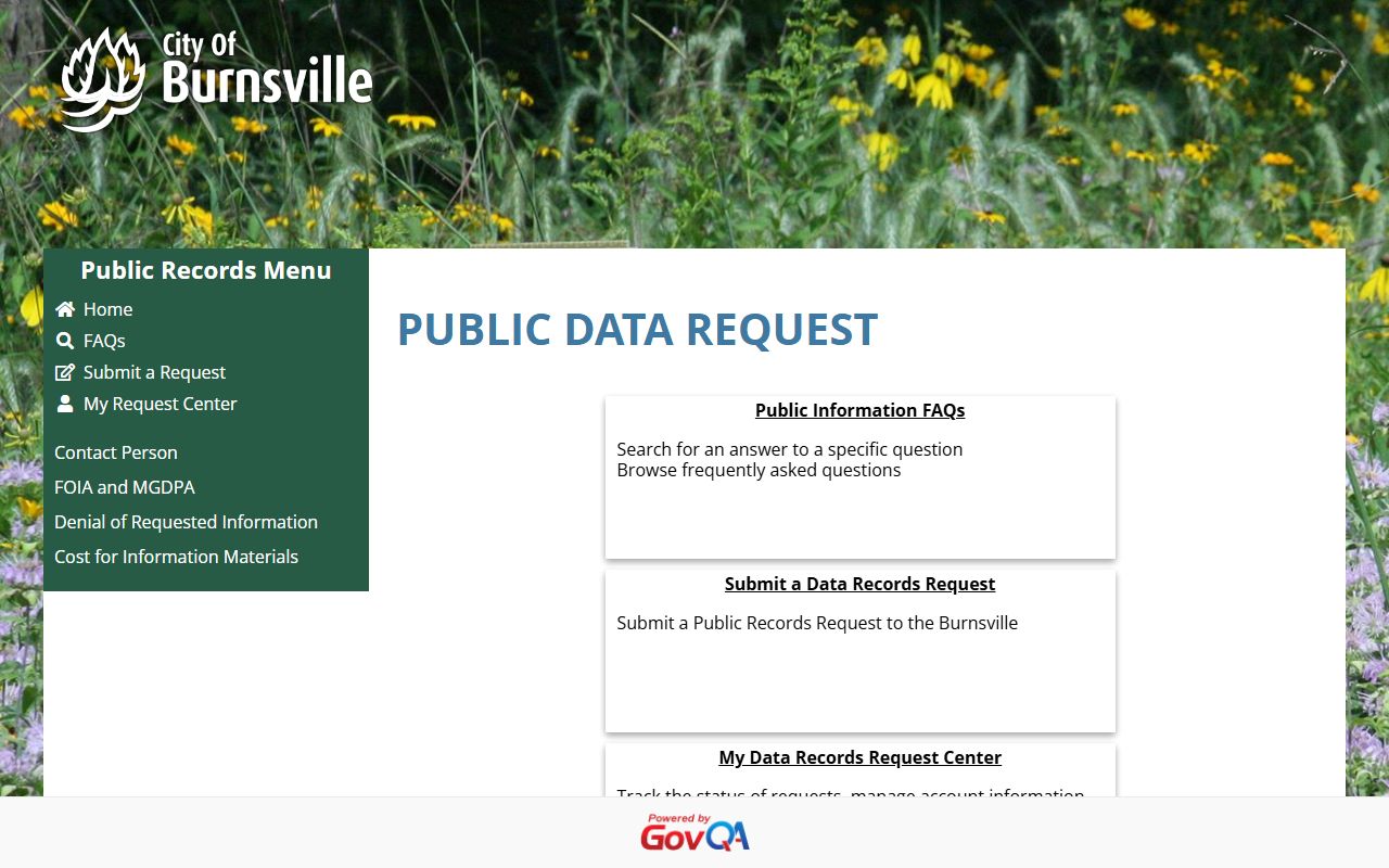 Burnsville police online records request portal