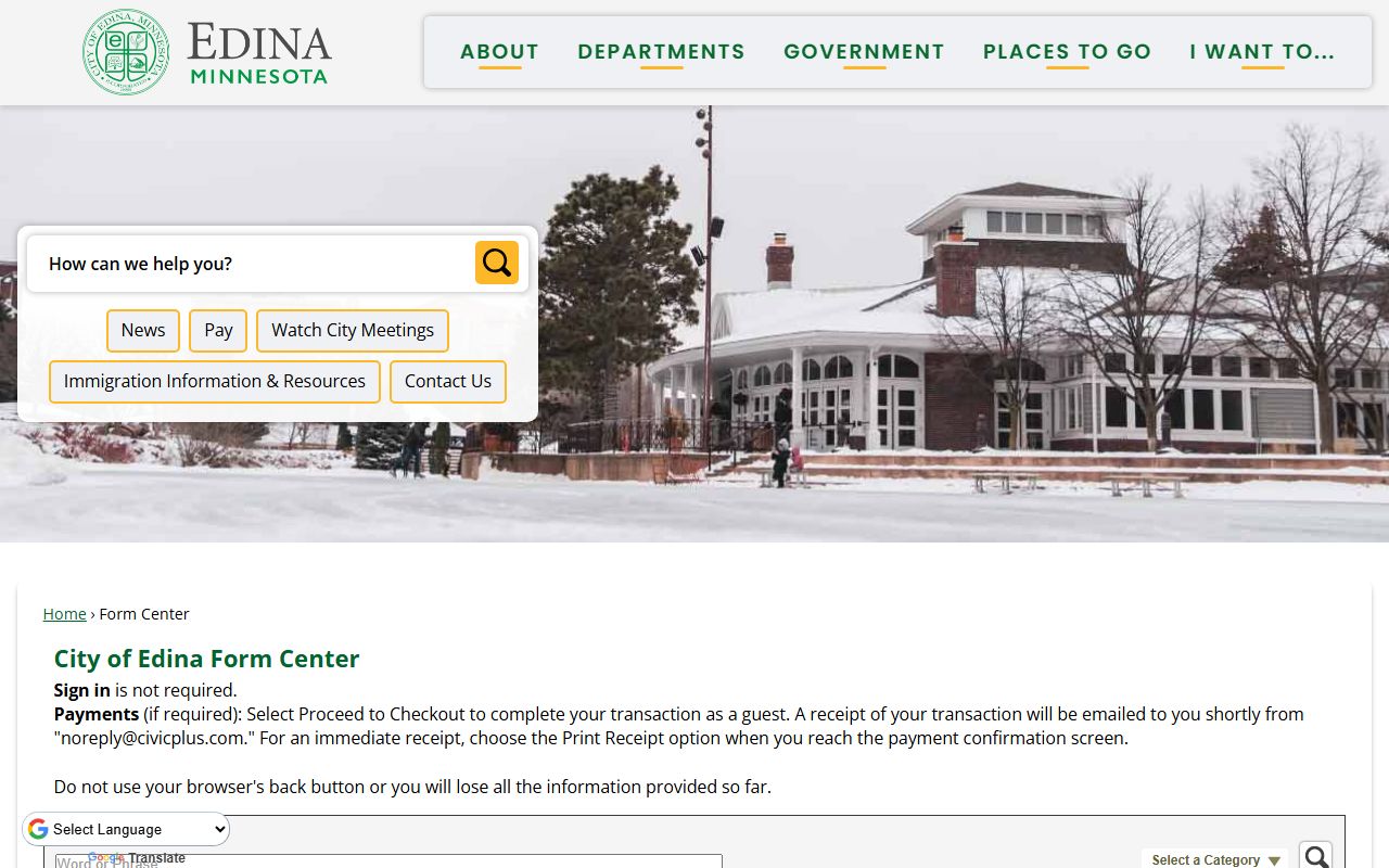 Edina Form Center for police records and arrest records requests