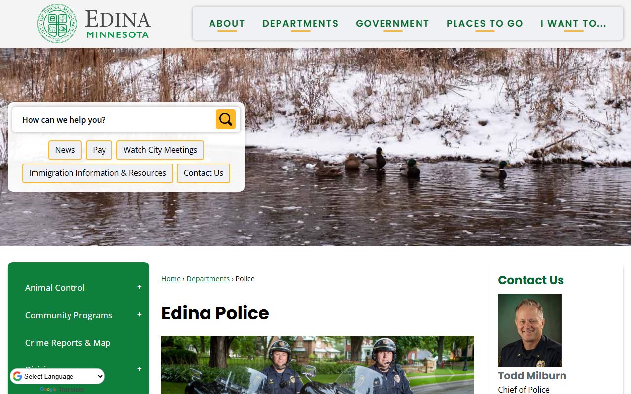 Edina Police Department website for arrest records