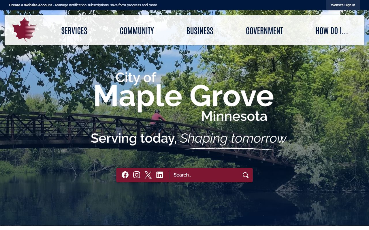Maple Grove city website for arrest records and police department