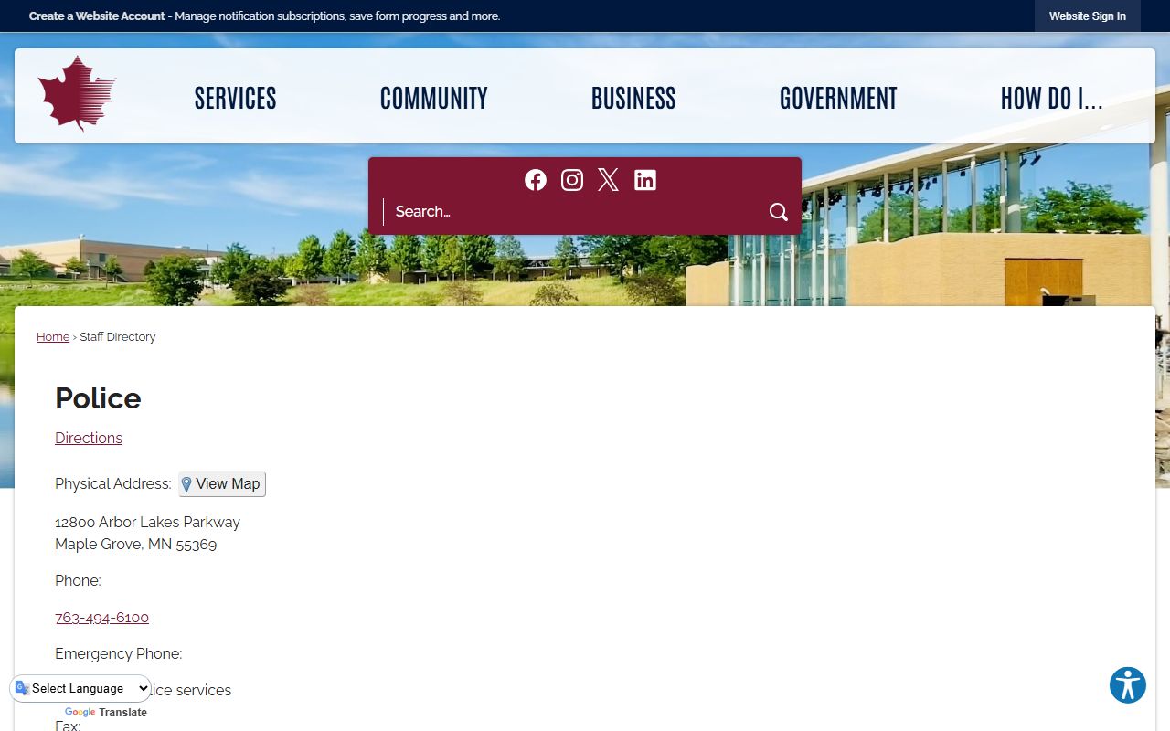 Maple Grove police department directory for arrest records contacts