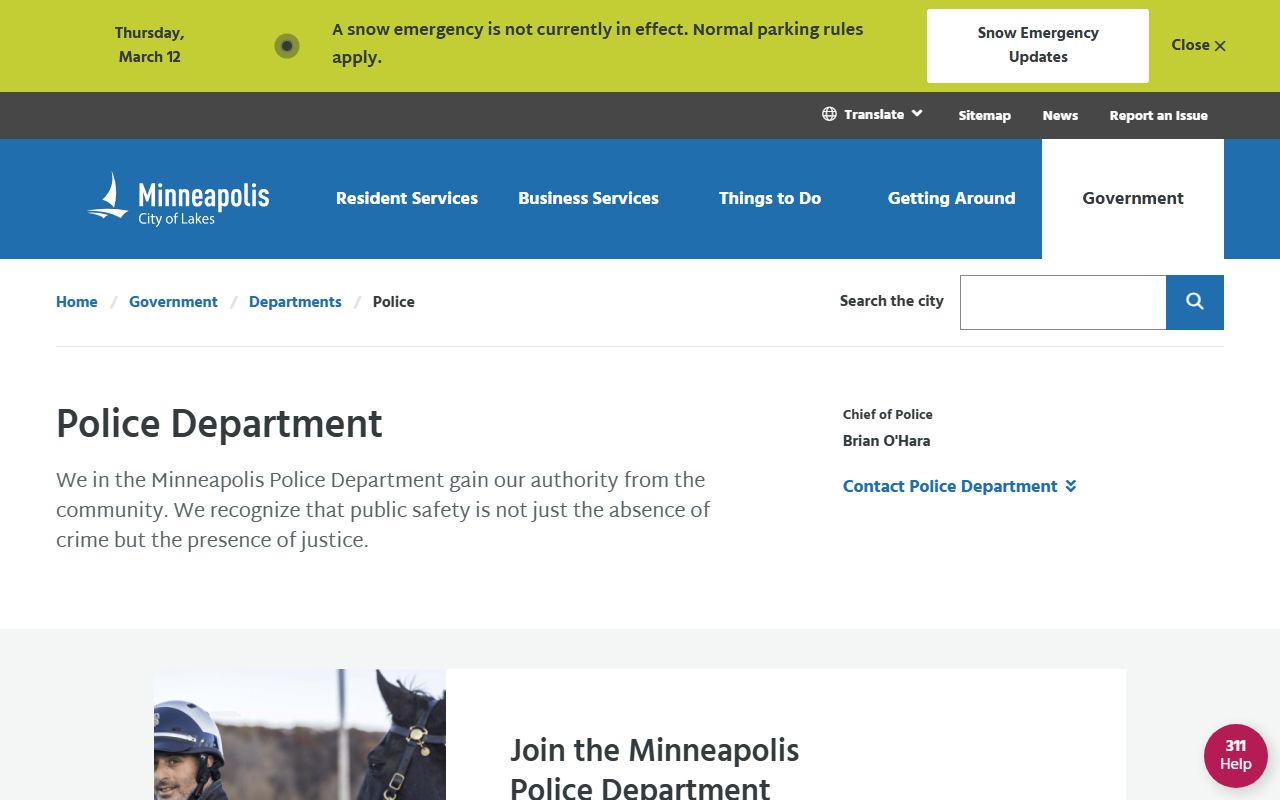 Minneapolis Police Department official website for arrest records