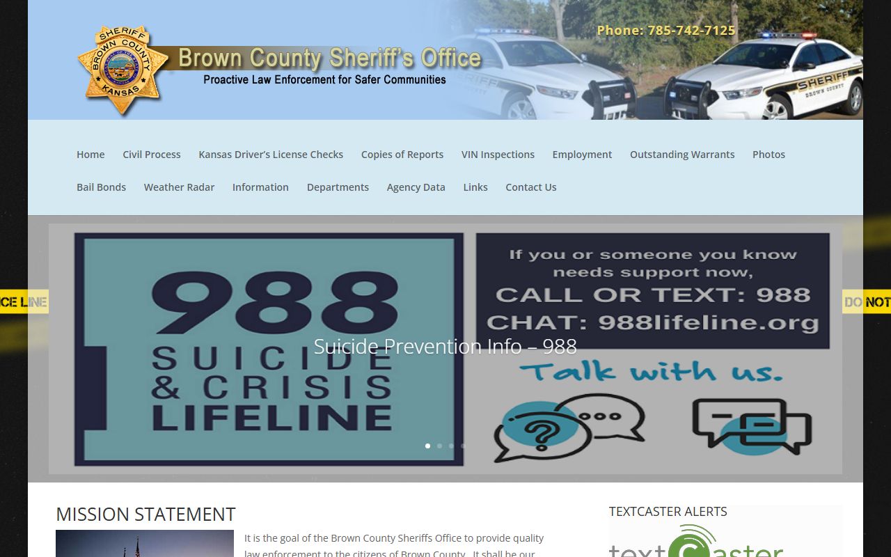 Brown County Sheriff's Office website for arrest records and warrant information