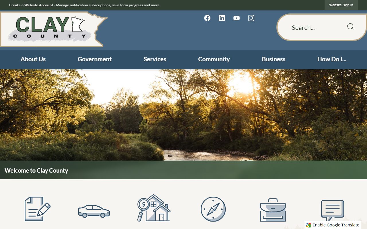 Clay County main website with links to sheriff and arrest records