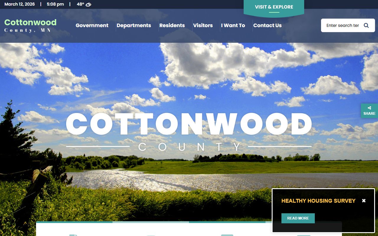 Cottonwood County main website with links to sheriff and arrest records