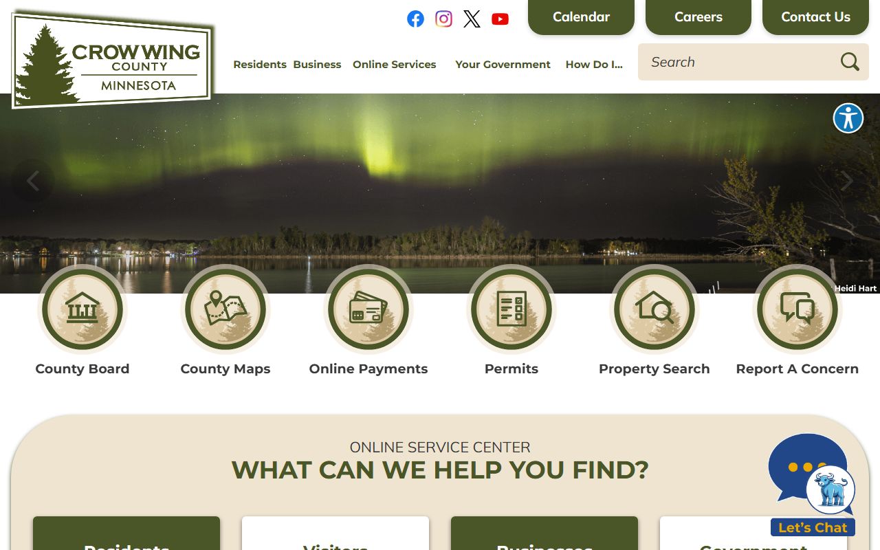 Crow Wing County main website with links to sheriff and arrest records