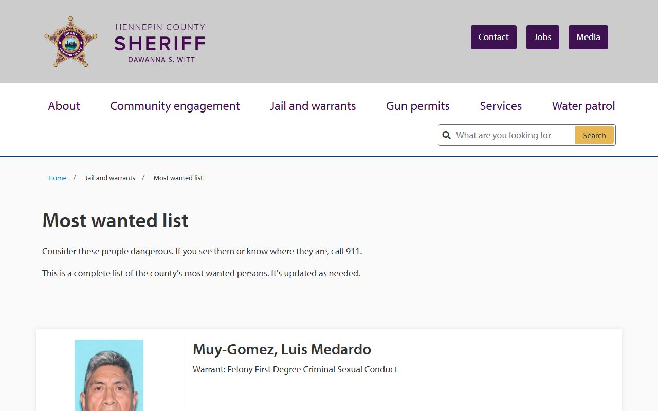 Hennepin County most wanted list with active warrants
