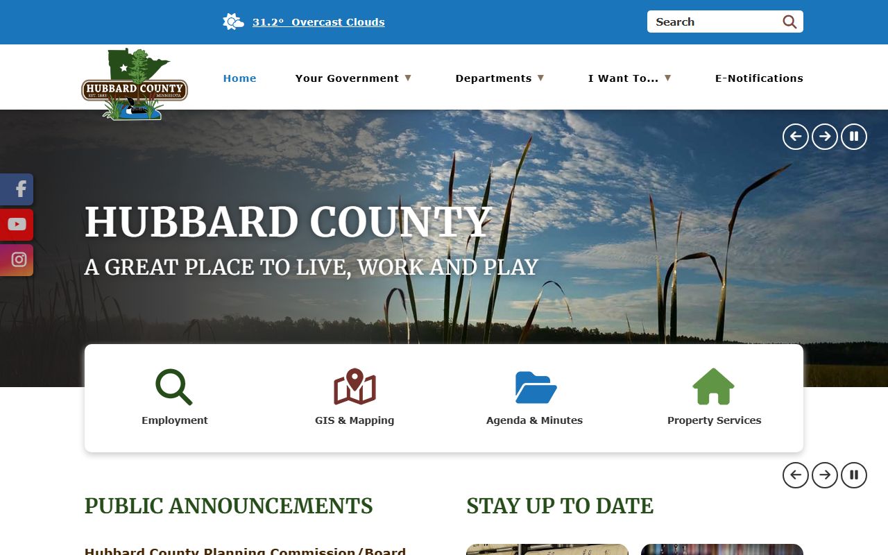 Hubbard County main website for accessing sheriff and arrest records information