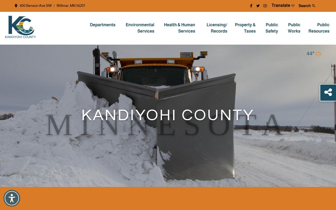 Kandiyohi County main website showing arrest record resources