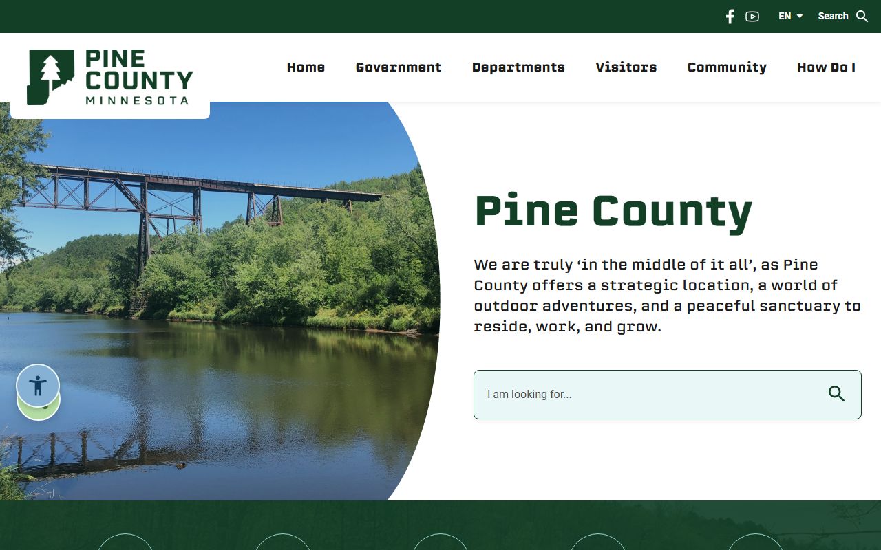 Pine County main website homepage