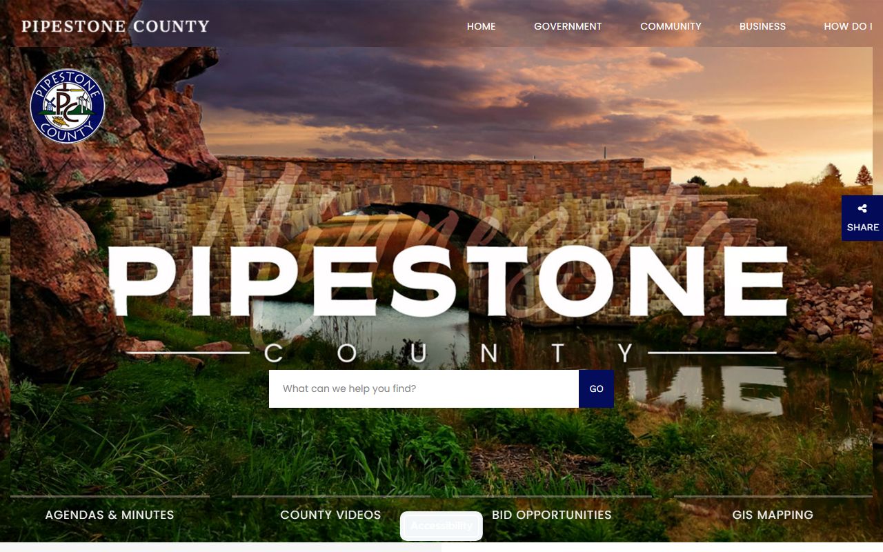 Pipestone County main website homepage