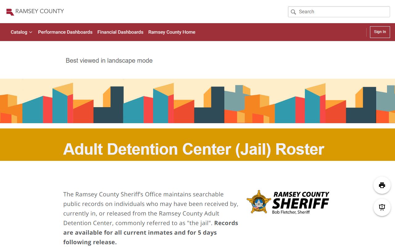 Ramsey County Adult Detention Center jail roster on open data portal