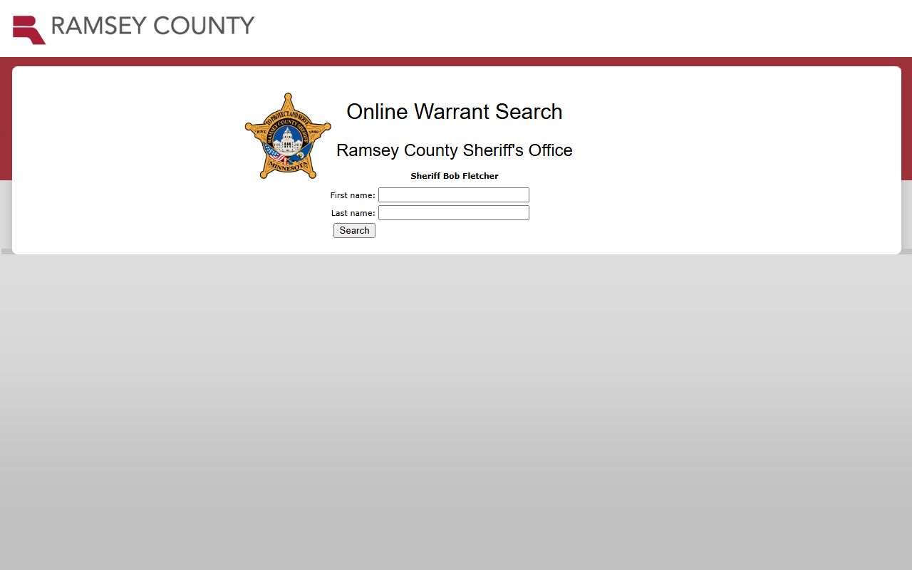 Ramsey County Sheriff Online Warrant Search system