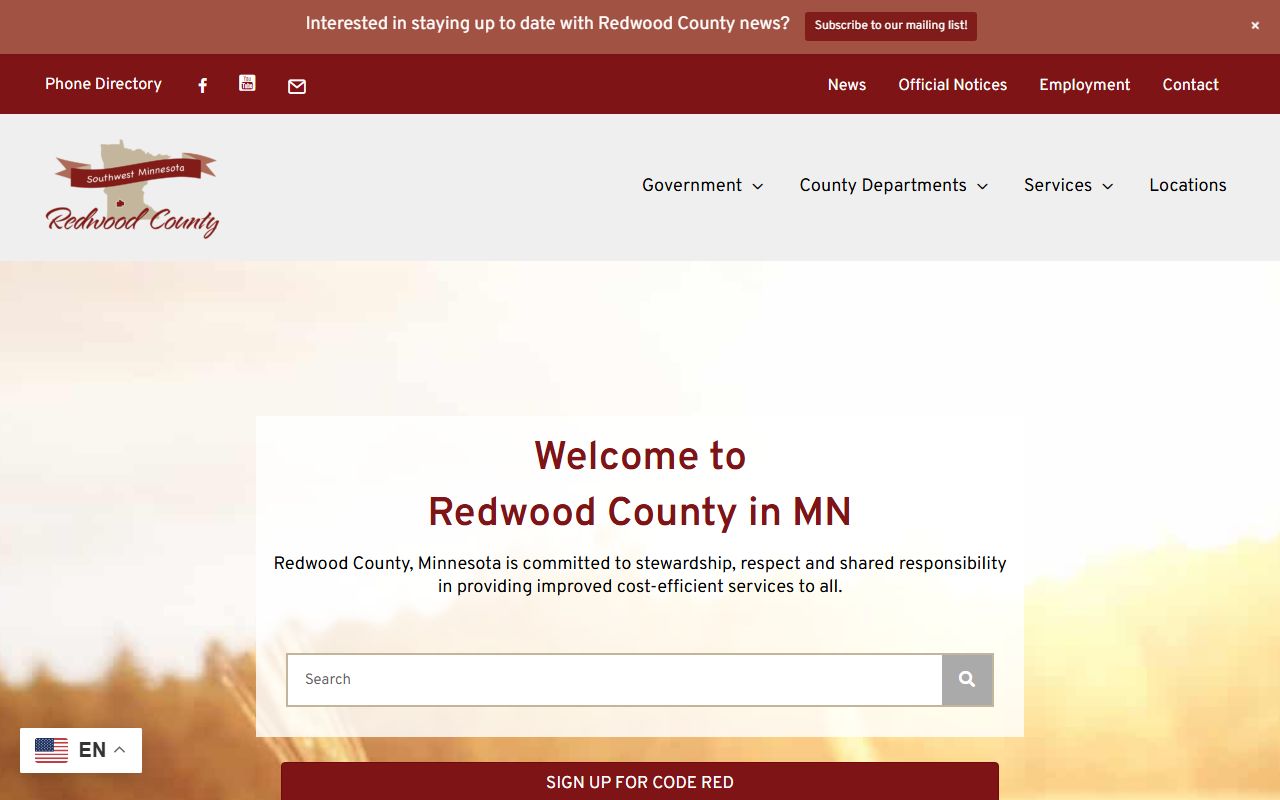 Redwood County Minnesota main county website