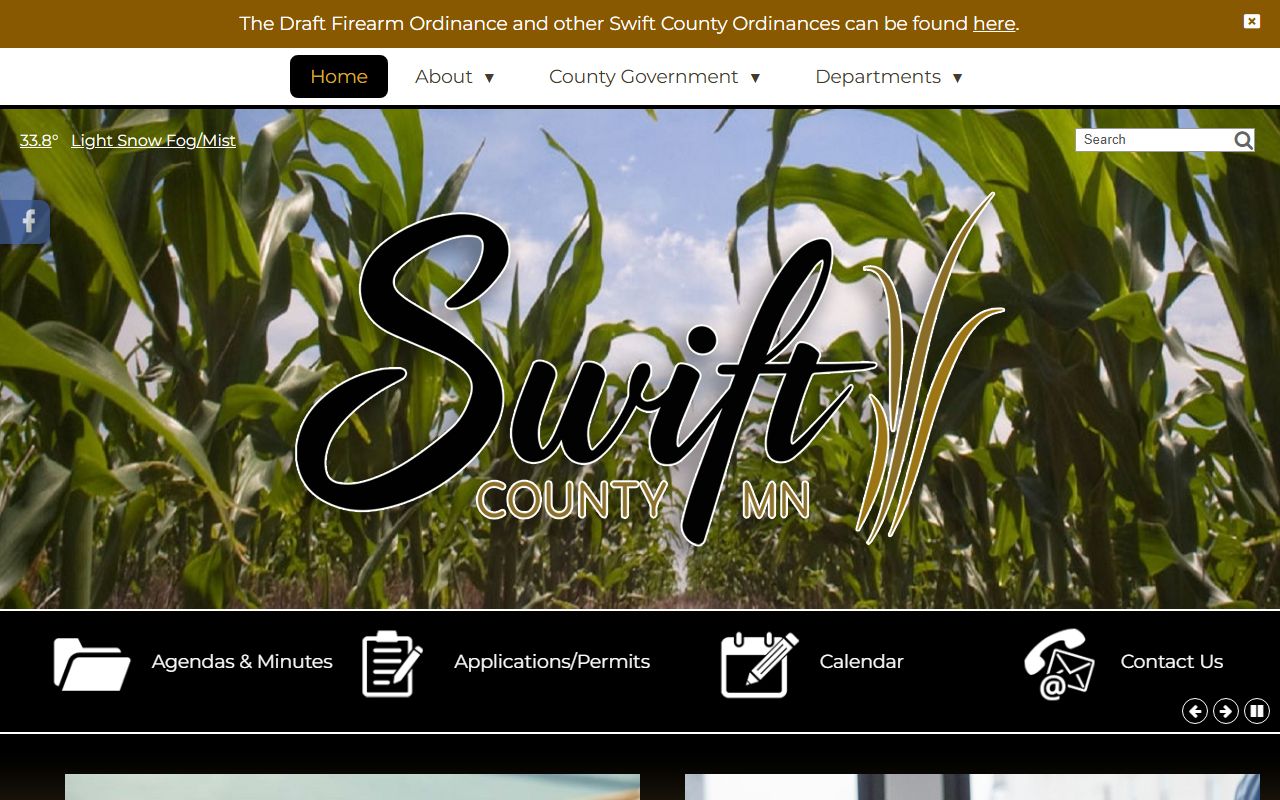 Swift County main website with links to sheriff and arrest record departments