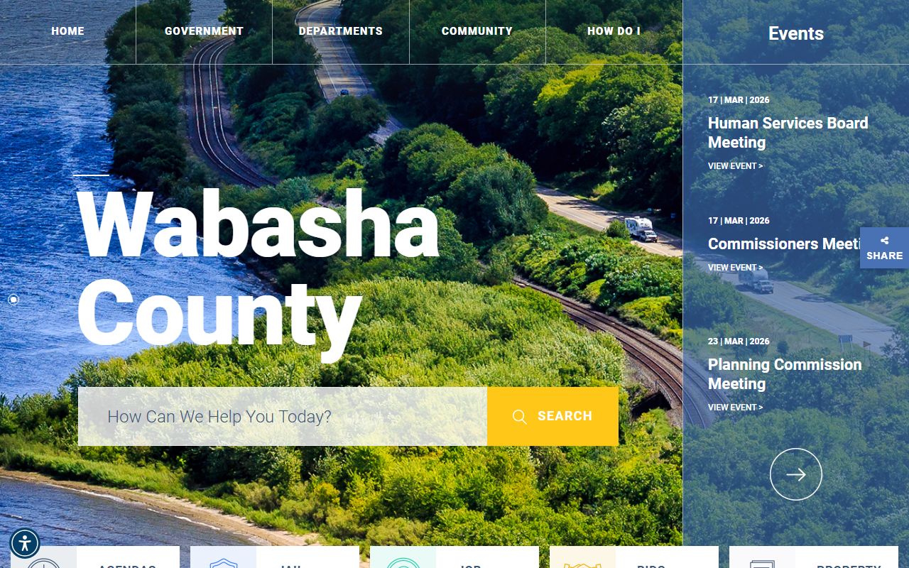 Wabasha County main website with links to sheriff and arrest record resources