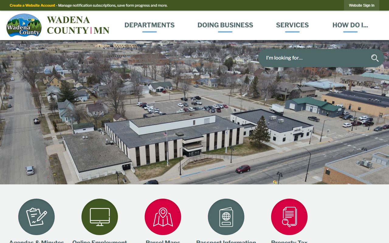 Wadena County main website with sheriff and arrest record department links