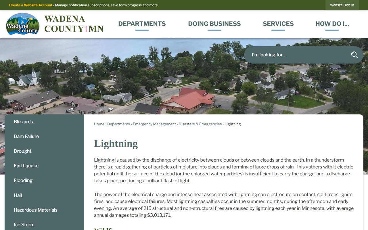 Wadena County Sheriff's Office page for arrest records and inmate information