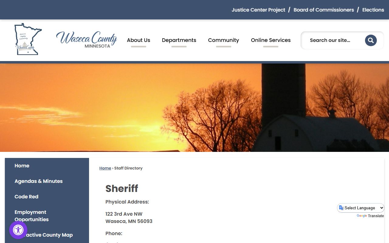 Waseca County Sheriff's Office page for arrest records and jail services