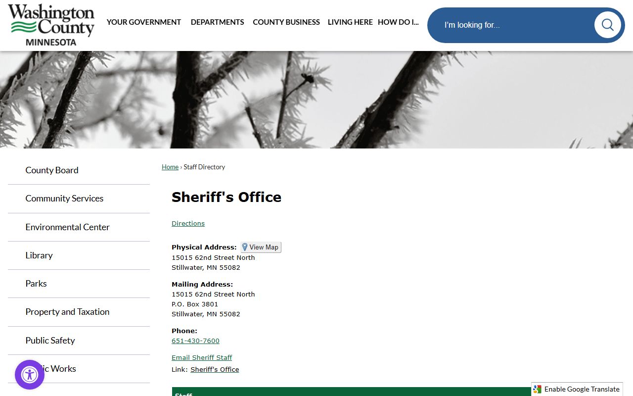 Washington County Sheriff Office directory for arrest records search