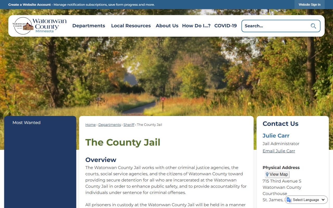 Watonwan County Jail page for Minnesota arrest records