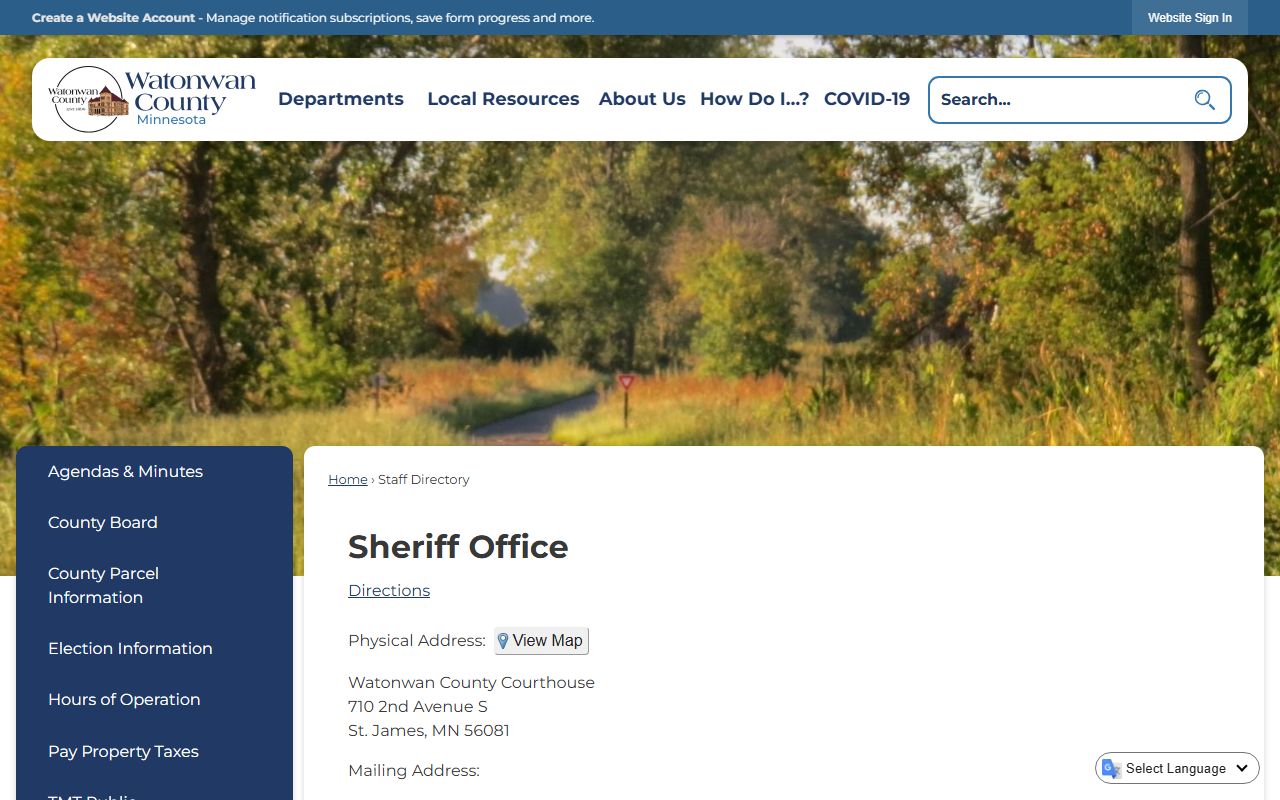 Watonwan County Sheriff Office page for arrest records