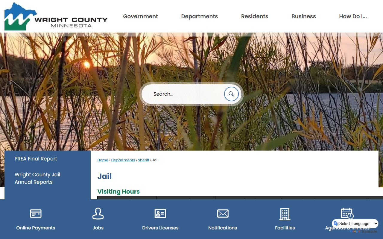 Wright County Jail page for arrest records