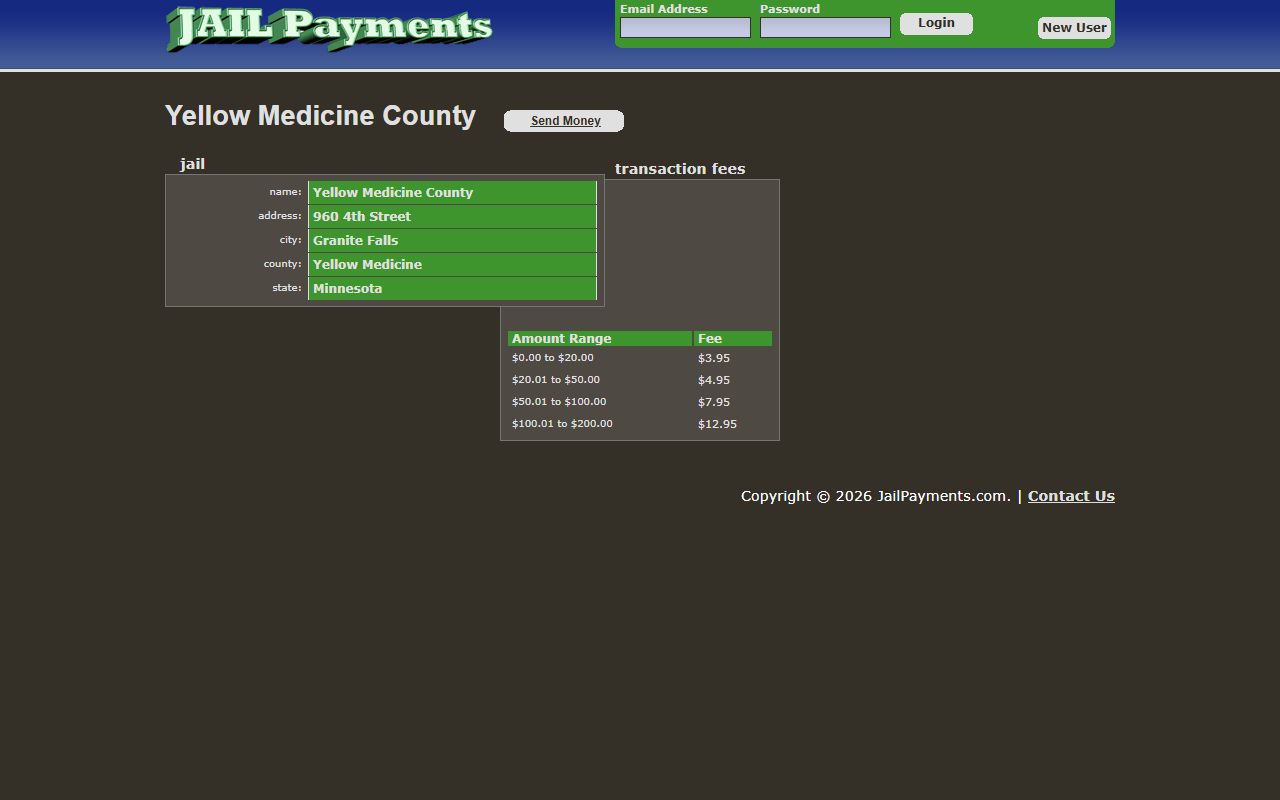 Yellow Medicine County jail payments portal for inmate account funding