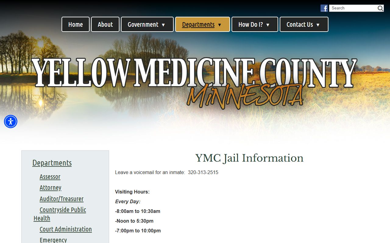 Yellow Medicine County Jail information page for arrest records