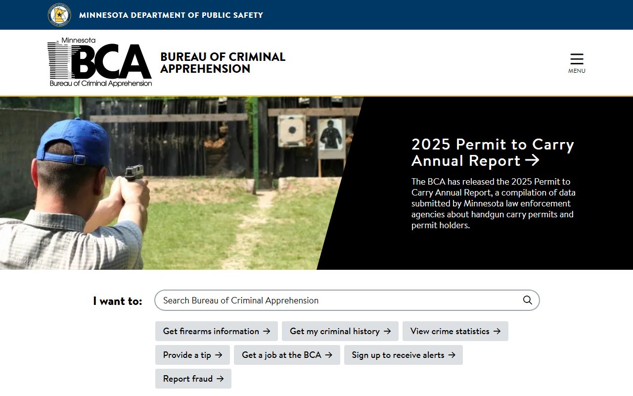 Minnesota Bureau of Criminal Apprehension BCA homepage for Minnesota arrest records